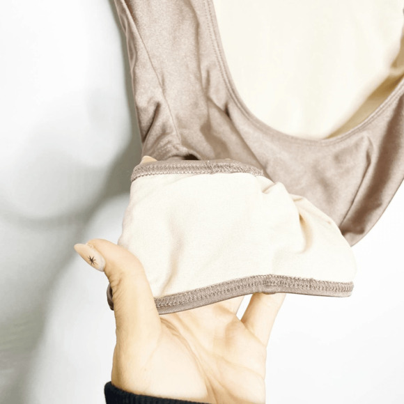 PRIVATE PARTY Keep it 100 Swimsuit one piece metallic mocha tan high leg S/M 0-4 - Picture 4 of 6